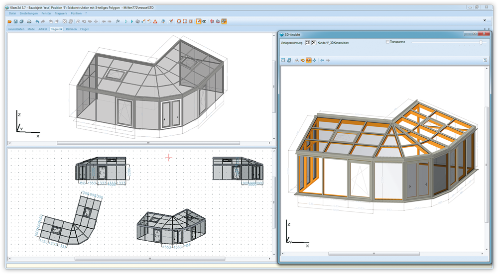 Screenshot - Klaes 3D software - conservatory